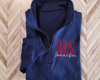 quarter zip registered nurse sweatshirt embroidered, RN gifts for women, RN sweatshirt women, personalized nurse graduation gift for her,