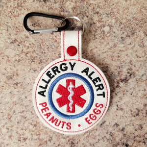 allergy tag for backpack, allergy tag for kids, allergy alert for kids, allergic to peanuts tag, allergy keychain, custom medical alert tag