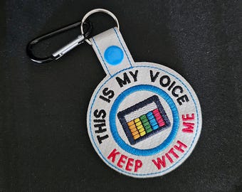 aac tablet keychain tag for slp gift, personalized communication device awareness key tag, custom autism awareness alert for aac tablet bag