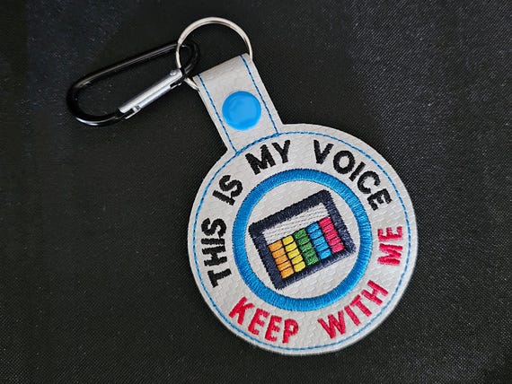 aac tablet keychain tag for slp gift, personalized communication device awareness key tag, custom autism awareness alert for aac tablet bag