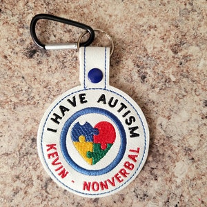 autism awareness, autism bag tag, autism alert for backpack, autism tag for wagon, medical alert, autistic tag, autism heart, personalized