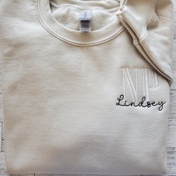 nurse practitioner sweatshirt embroidered, NP gifts for women, NP sweatshirt women, personalized nurse graduation gift for her, work bestie