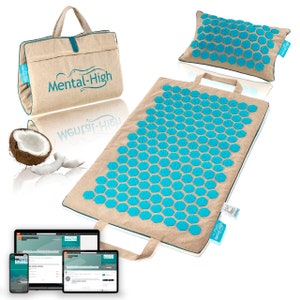 Mental-High acupressure mat + audio book as a gift for relaxation, stress relief, wellness, help with back pain, tension, blockages