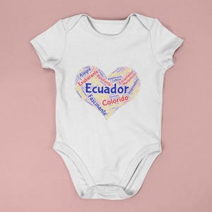 Ecuador Heart Infant Onesie Patriotic Ecuador Flag Design for Toddlers Cute Ecuadorian Pride Romper for Boys and Girls