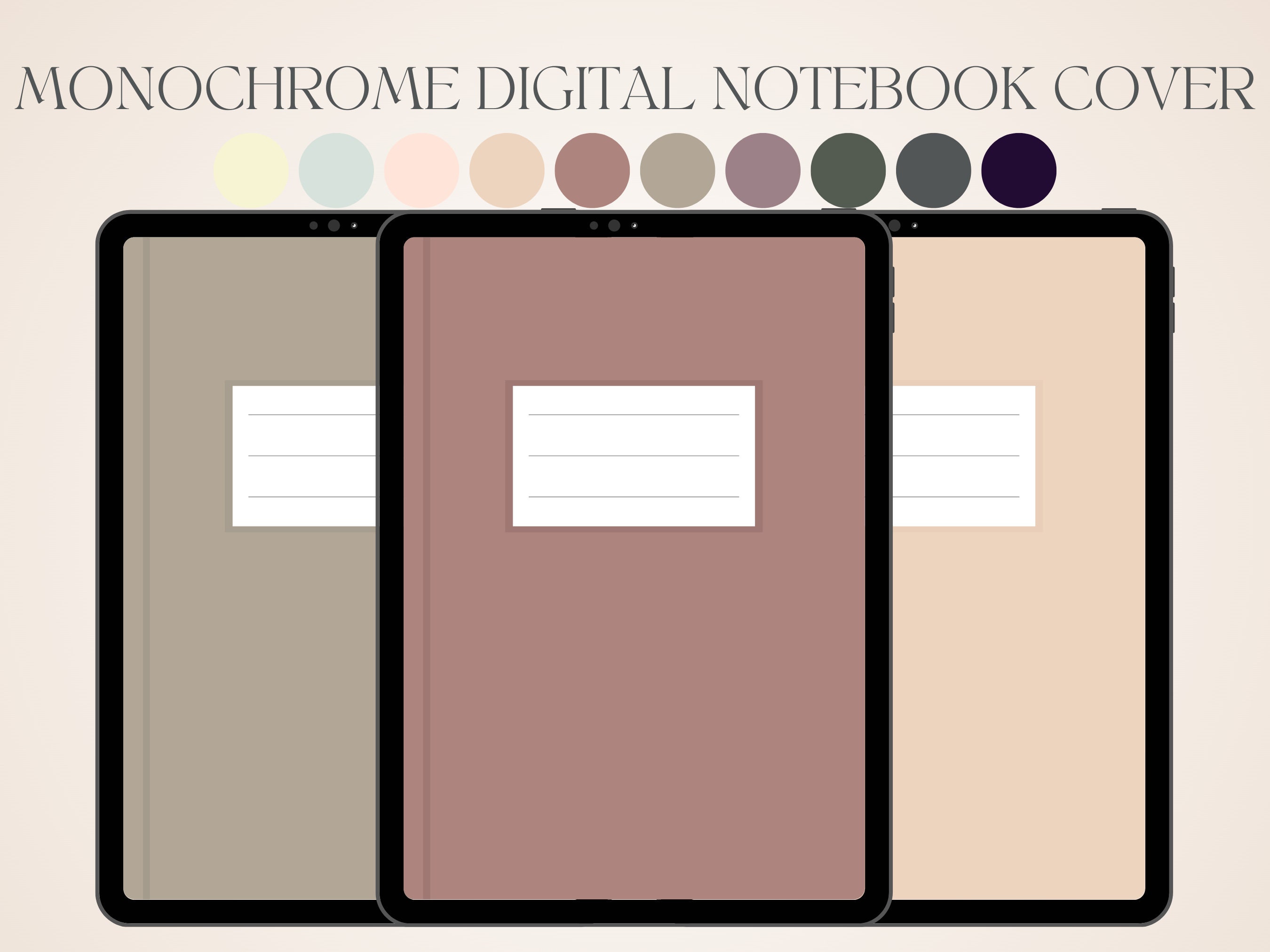 Monochrome Digital Notebook Cover, Goodnotes Cover, Notability Cover ...