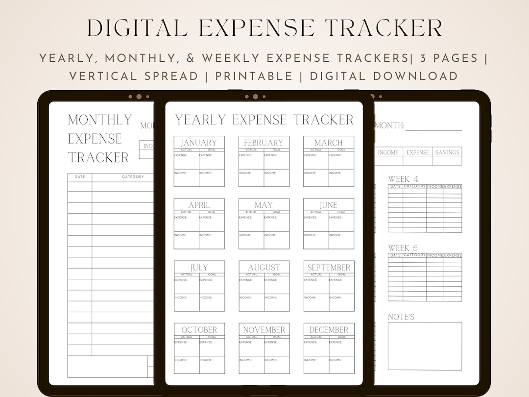 Monthly Expense Tracker, Yearly Expense Tracker, Weekly Expense Tracker ...