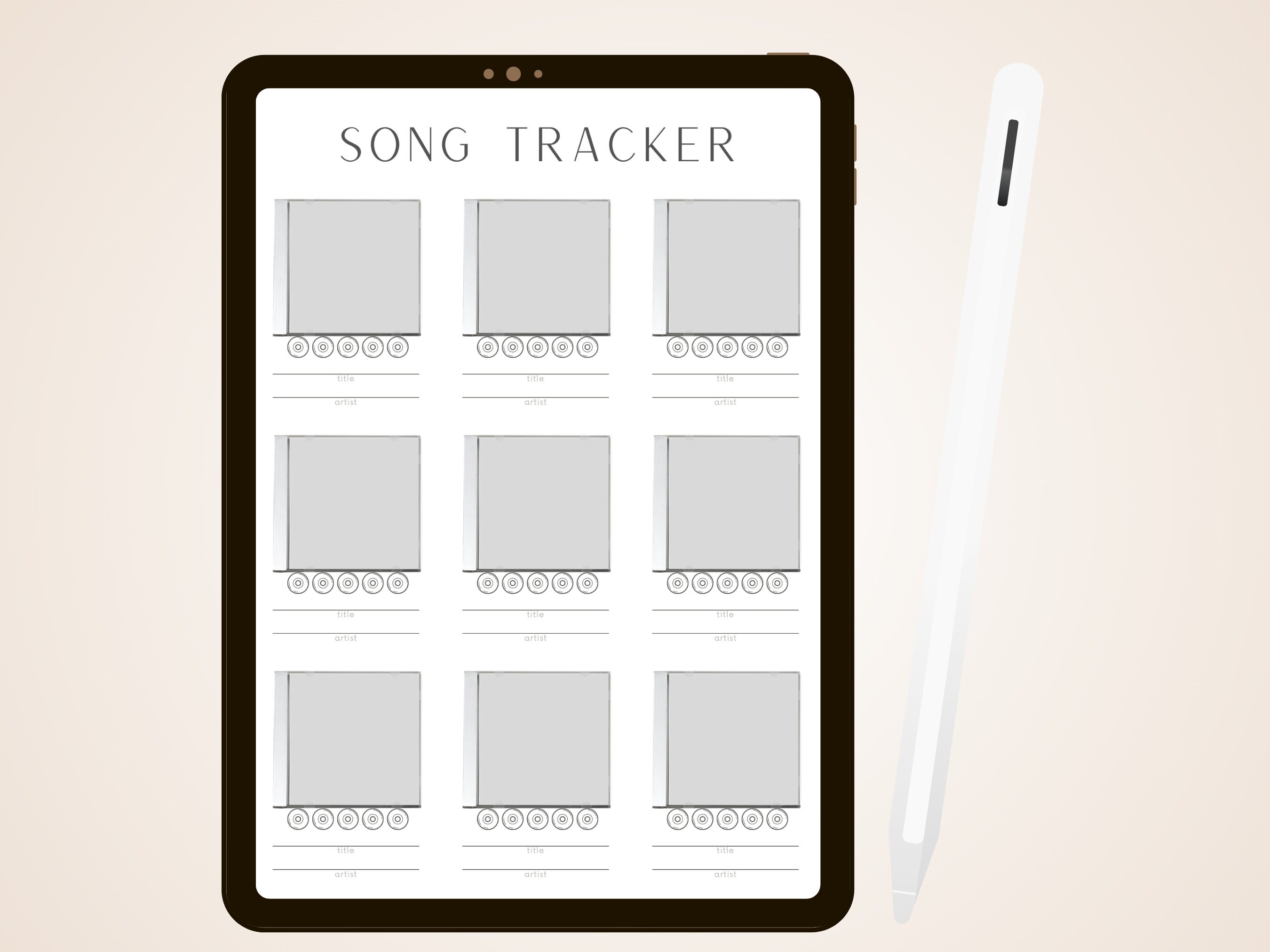 Album Tracker, Song Tracker, Song Playlist Music Tracker Planner