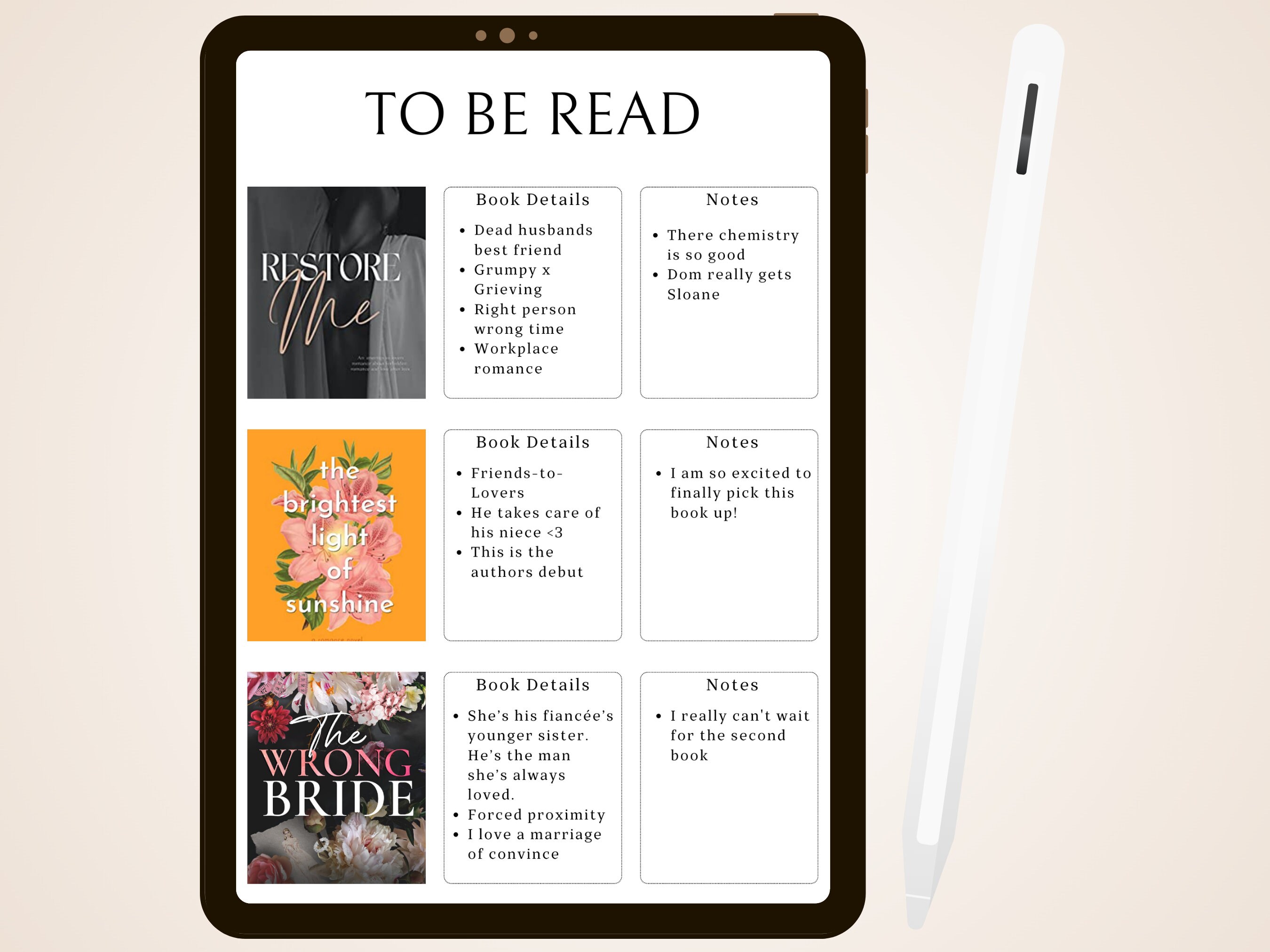 Digital Book Planner Reading Planner to Be Read Template TBR Digital Book Planner Reading Planner to Be Read Template TBR