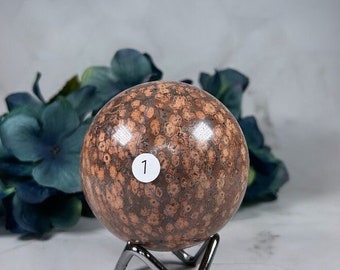 Leopard Skin Jasper Sphere / Large Leopard Skin Jasper Sphere / Root Chakra Crystal / Crown Chakra Crystal / Stone of Protection