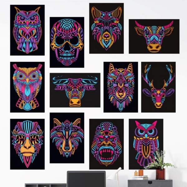 Colorful Animal Art Etsy
