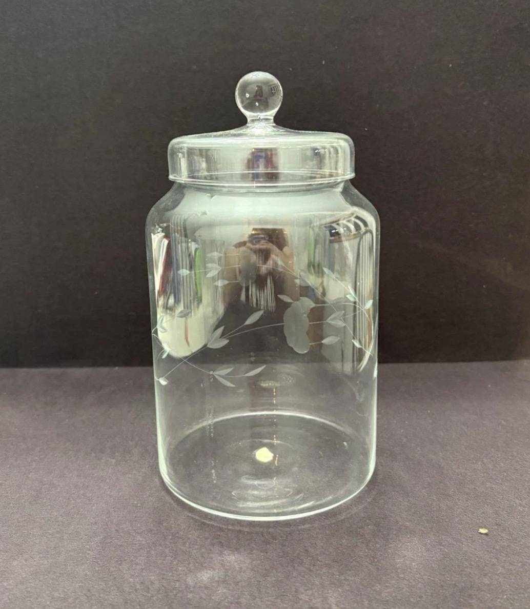 Princess House HERITAGE Large Biscuit Barrel Jar & Lid 11” Tall Vintage