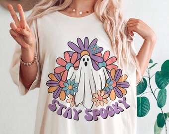 Stay Spooky Shirt, Vintage Halloween Shirt, Retro Halloween Ghost, Women's Halloween Graphic Tee