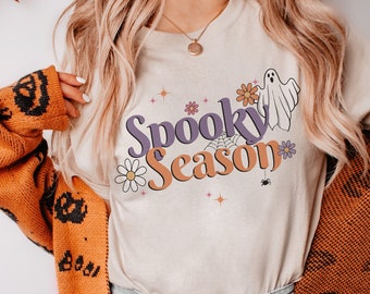 Chemise de saison effrayante, chemise fantôme d’Halloween, chemise d’Halloween pour femmes, chemise fantôme rétro, tee d’Halloween