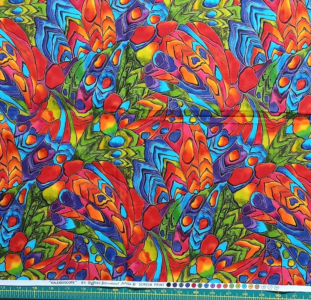 KALEIDOSCOPE by Hoffman International Fabrics Screen Print OOP Butterfly Wings Collage Gold