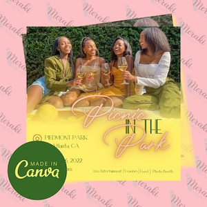 Picnic in the Park Flyer | Canva Flyer Template | Digital Download | Marketing | Canva Template | Editable Flyer