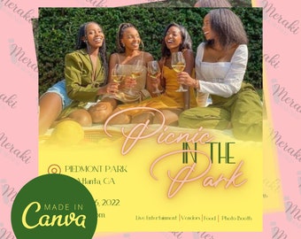 Picnic in the Park Flyer | Canva Flyer Template | Digital Download | Marketing | Canva Template | Editable Flyer