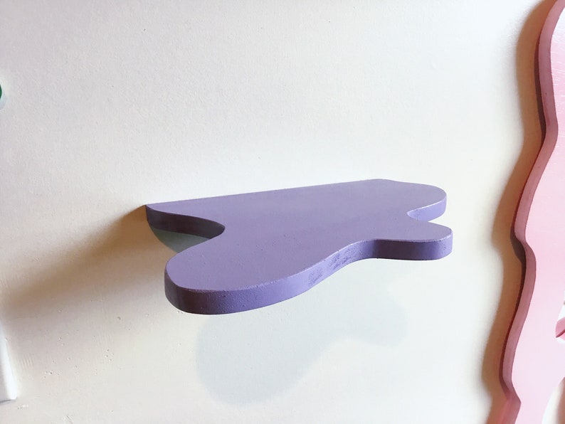 Squiggle shelf Wavy Shelf Purple Funky Decor Pastel shelves Danish Pastel Aesthetic Home Decor Eclectic Home Decor image 3