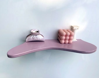 étagère ondulée | Post-moderne | Moderne milieu du siècle || Étagère à motif gribouillis | Décoration originale | Étagère à livres | étagère murale | Présentoir | Étagère en bois