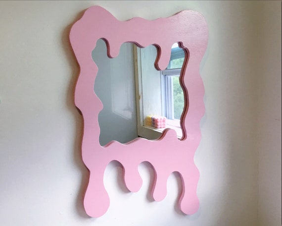 Melting Mirror | Drip Mirror | Dripping Mirror | Wavy Squiggle | Pink Mirror | Funky Mirror | Danish Pastel | Hanging Mirror