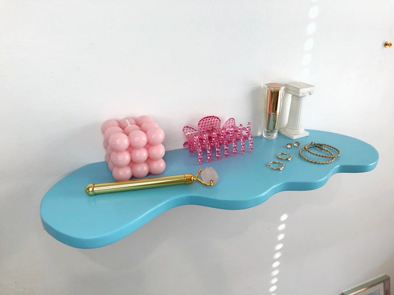 Wavy Shelf | Cloud Shelf | Squiggle shelf | Funky Decor | Maximalist| Pastel shelves | Danish Pastel | Aesthetic Home Decor | Eclectic