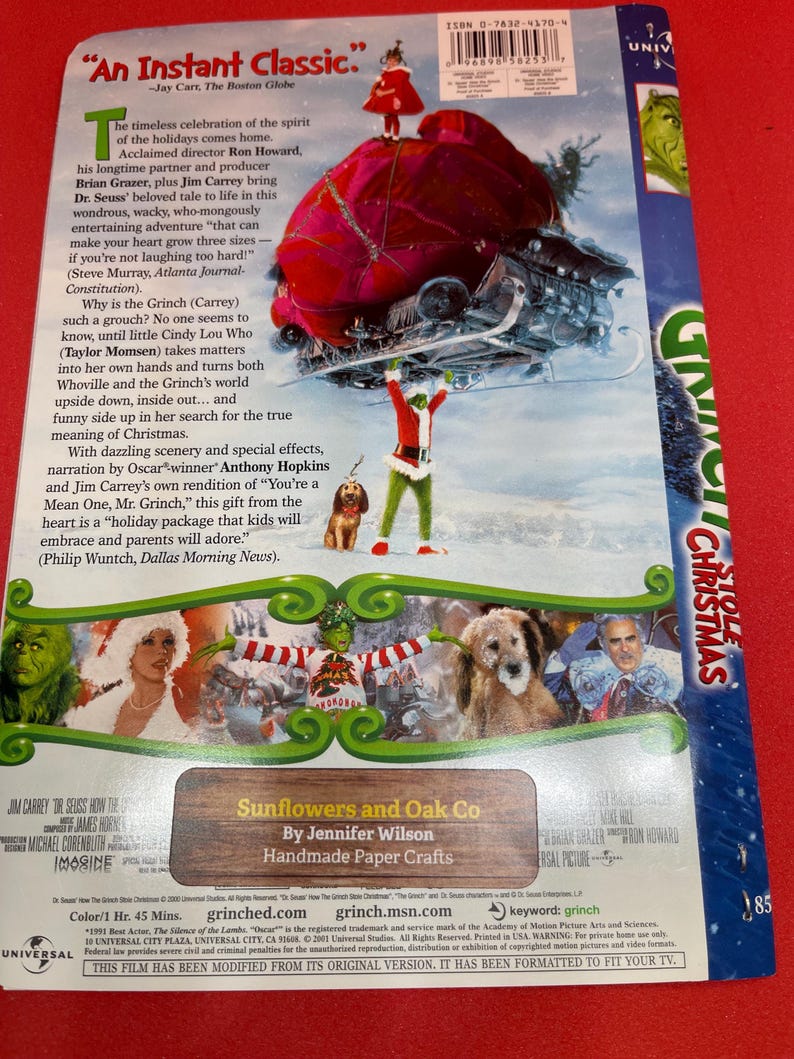 Grinch Notepad The Grinch Stole Christmas VHS Cover Notepad - Etsy