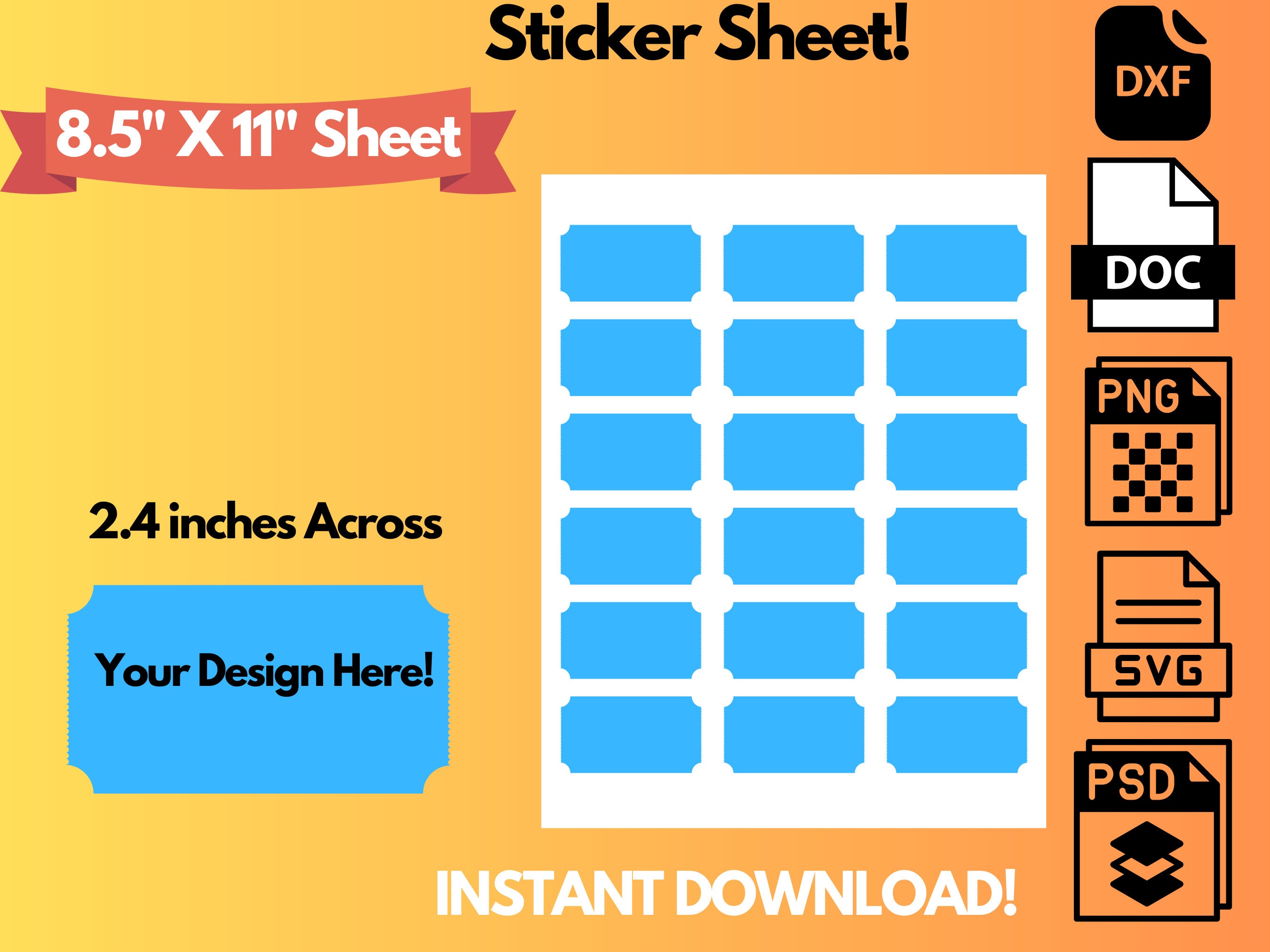 2.4" Sticker Label, Sticker Sheet, Blank Sticker SVG, SVG, Canva ...