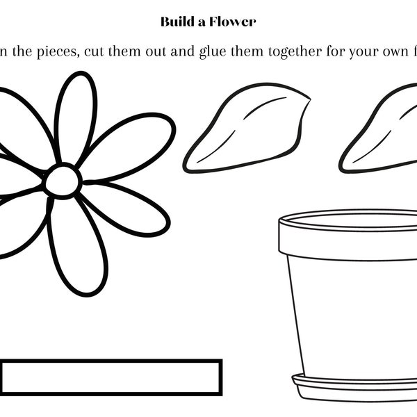 Build Your Own Flower - Flower Craft - Toddler Project - Coloring Page - Homeschool Download - Spring Paper Craft