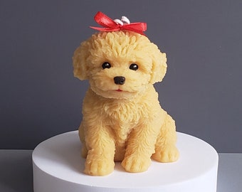 Cute Realistic Poodle Puppy Shaped Candle, Poodle Candle, Teddy Dog Candle, Handmade, Gift for Dog Lovers, Christmas Gift, Pet Lovers