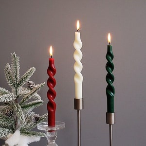 Spiral Taper, Twisted Taper, Handmade, Natural Soy and Beeswax, Home Décor, Wedding, Christmas, Events, Dining Table Candles, Thanksgiving