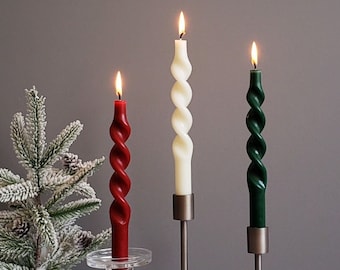 Spiral Taper, Twisted Taper, Handmade, Natural Soy and Beeswax, Home Décor, Wedding, Christmas, Events, Dining Table Candles, Thanksgiving