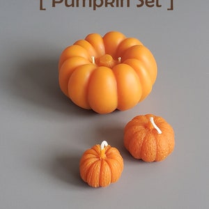 Pumpkin Candles, Set of 3, Handmade, Soy and Beeswax, Autumn Candles, Thanksgiving Décor, Halloween Décor, Scented