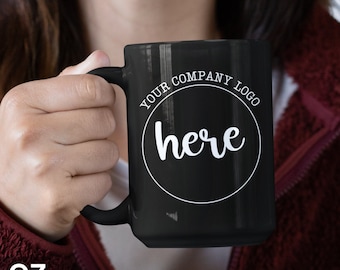 Custom Logo BLACK Mug, Custom Mug, Coffee mug, Personalized mug,Customized mug,Business Logo Mug,Your Logo Here, Office Gifts,Black Logo Mug