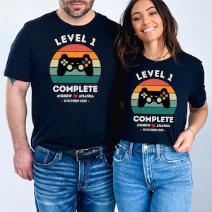 1e verjaardagscadeau, 1e verjaardagscadeau voor echtgenote echtgenoot, 1e verjaardagscadeau voor hem haar, ontgrendeld shirt niveau 1, retro videogameshirt