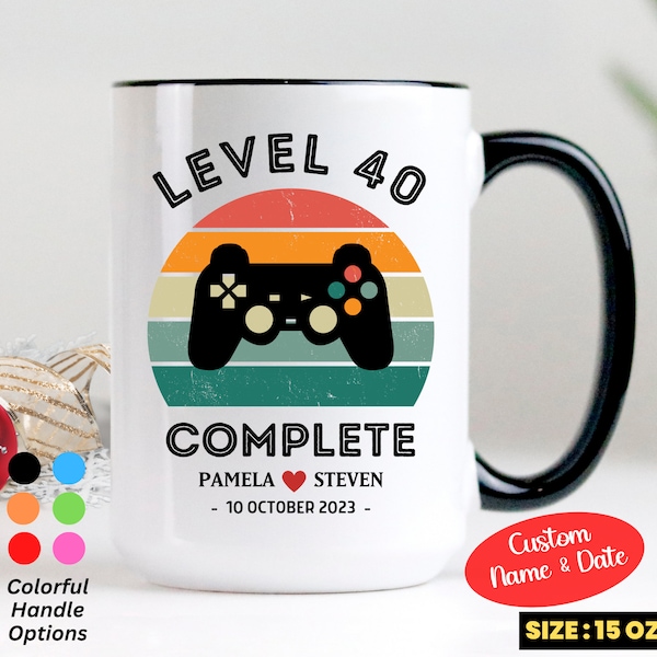 40. Hochzeitstag, 40. Hochzeitstag Geschenk für Mann Frau, 40. Jahrestag Geschenke, 40 Jahre Jahrestag, Level 40 Komplette Tasse