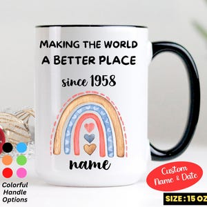 Caneca e presente de aniversário de 67 anos, caneca de café personalizada de 67 anos, presente de 1958 personalizado, caneca personalizada e especializada, feliz aniversário de 1958, presente de nascimento de 1958