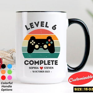 Gamer Husband Gift, 6th Wedding Anniversary Gift for Husband Wife, Personalization Level 6 Complete, 6th Anniversary Gift , Retro Video Game