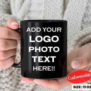 Black Color Logo Mug Bulk, Logo Black Mug, Bulk Gifts, Bulk gifts for Employees, Bulk Gifts for Coworkers, Client Bulk Gifts, wholesale mugs