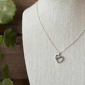 Doppelte Herz Sterling Silber Diamant Halskette - 18&quot;