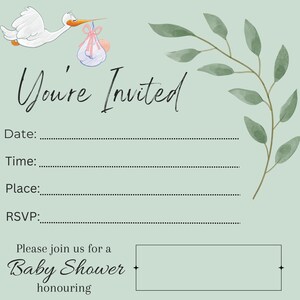 Cute and Simple Gender Neutral Baby Shower Invitation: Digital download