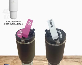 Personalized 40oz Stanley Handle & Name Tag: IceFlow Tumbler, Custom Colors