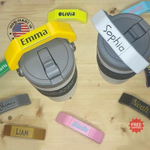 Stanley IceFlow Tumbler Nameplate multiple colors – Personalized Name Tag for 20oz, 30oz, 40oz. Flip Straw Tumbler Handle, Watertok Style!