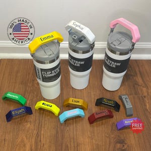 Name Plate for Stanley! Custom 2-color tag fits 20oz, 30oz, and 40oz IceFlow Flip Straw Tumbler. Perfect gift for Stanley fans!