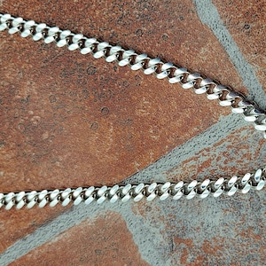 Solid Sterling Silver Cuban link chain necklace / men Cuban Link Chain 21&quot;