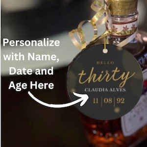 Milestone Birthday Ornament | Personalize with age, name and birthdate