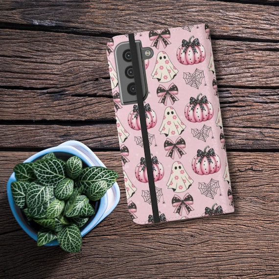 Pinkoween Halloween Ghost Pumpkin Phone Flip Cases, Coquette web design, Pink pumpkins