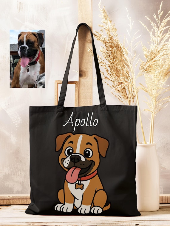 Pet Cartoon Character Cotton Canvas Tote Bag - Perfect for Dog Lovers, Gifts for Dog Owners, Pet Lovers gift