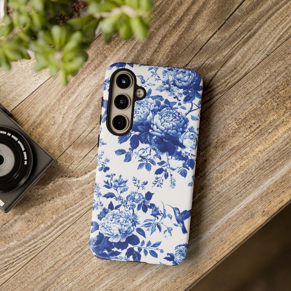 Chinoiserie Tough Cases, Floral Design Phone Case, Blue & White Tough Phone Cover, Protective iPhone Case, Samsung Galaxy Case