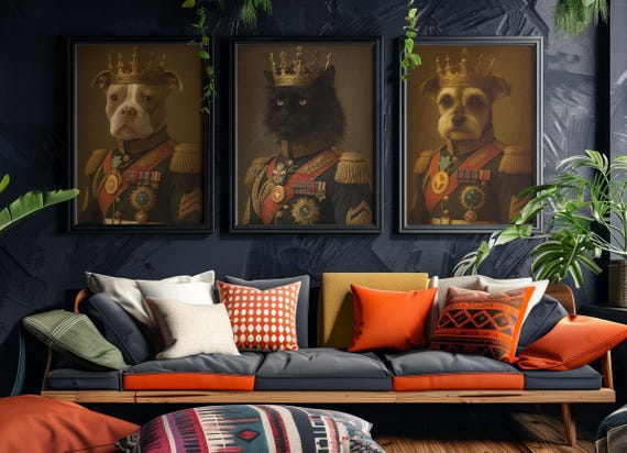 Canvas Print, Custom Funny Pet Portrait, Animal Lover Gift, Vintage Pet Photo, Animal Artwork, Wall Decor, Gift for Pet Owners, Home Decor