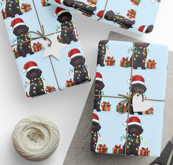 Custom Dog Christmas Wrapping Papers, Festive Holiday Gift Wrap for Dog Lovers, Personalized Keepsake Paper, Dog Xmas Lights Theme,