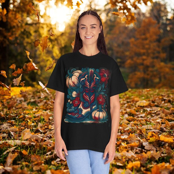 Western Fall Cowgirl Boot Comfort Colors Garment-Dyed T-shirt, Fall Western Design, Fall Cowgirl Shirt, Western T-shirt, boots and Pumpkins